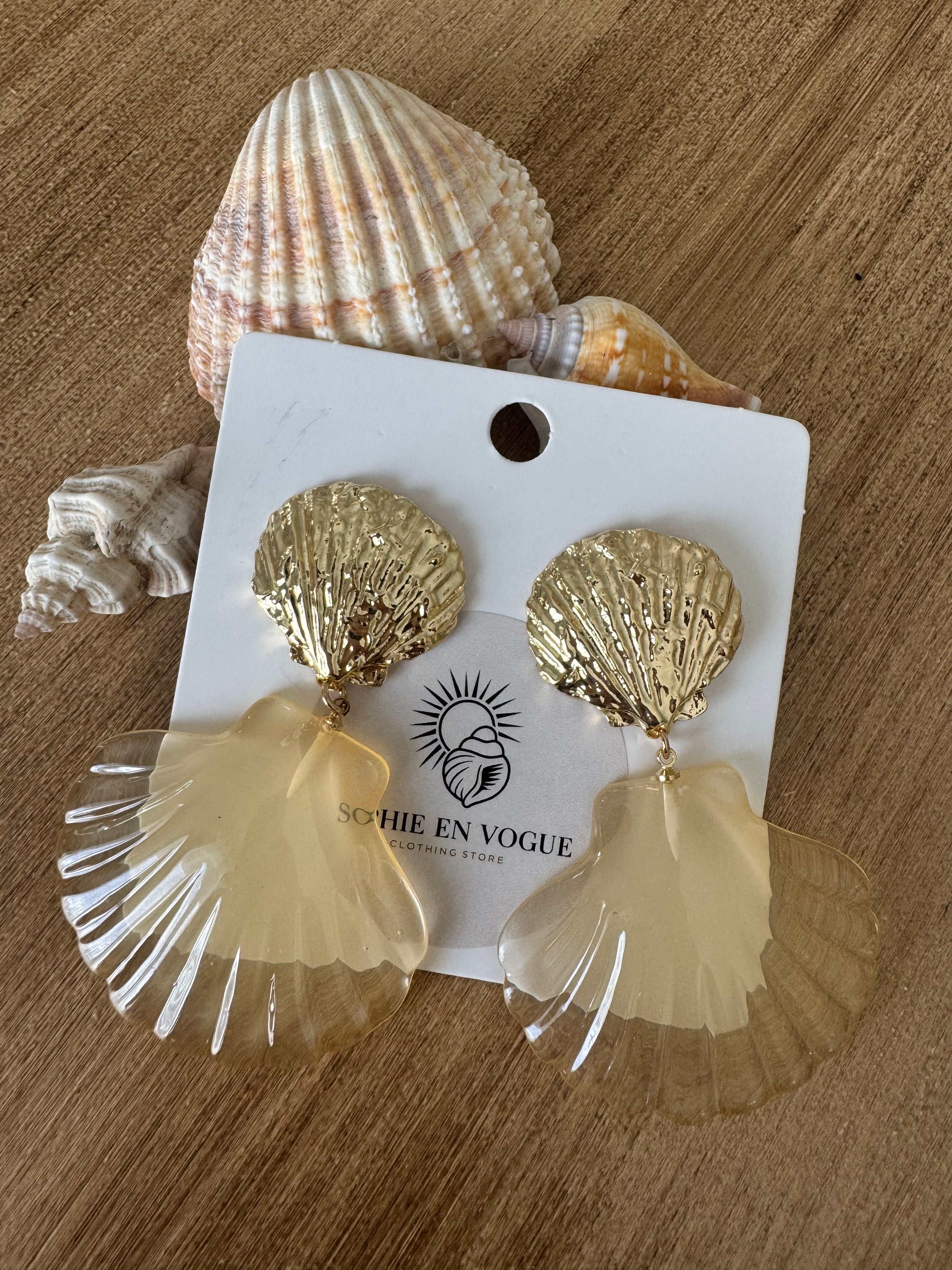 Boucles d’oreilles coquillage résine
