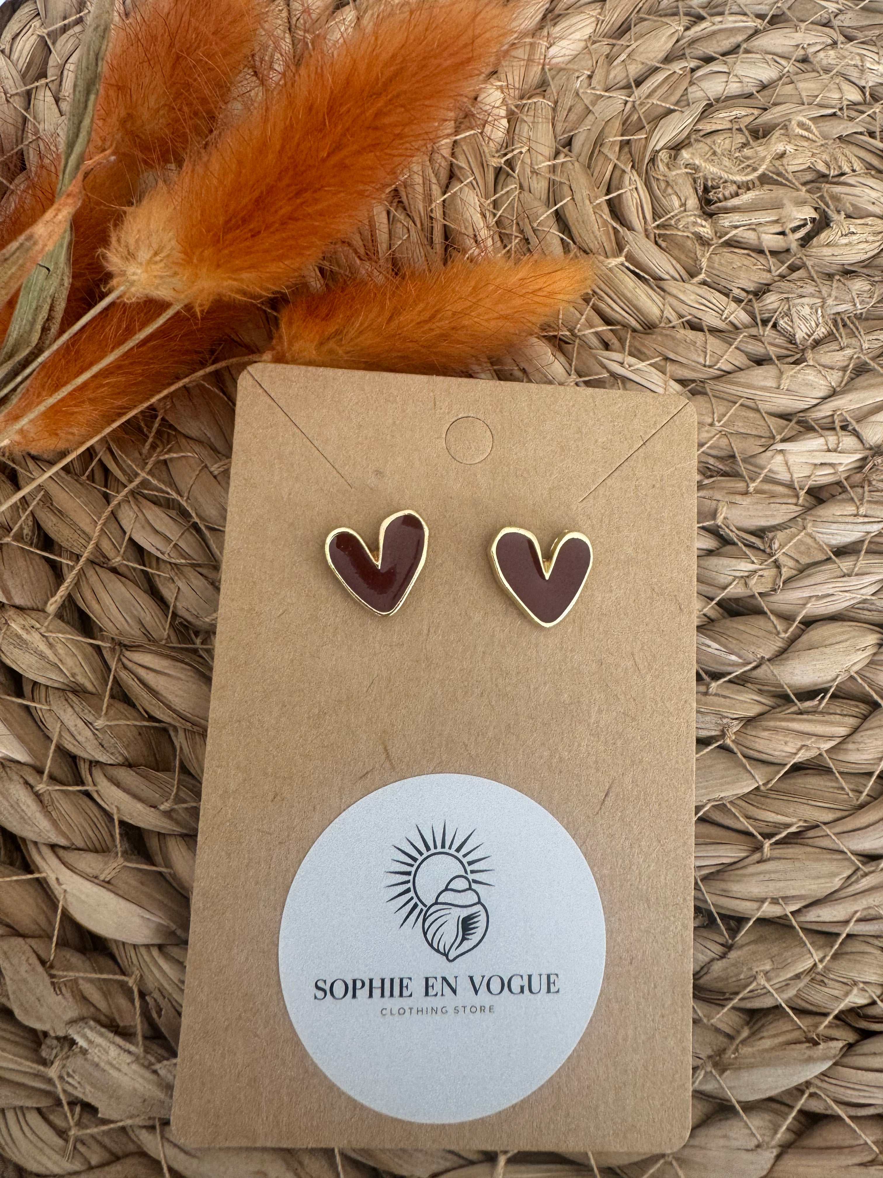 Boucles d’oreilles coeur d’amour rouge foncé