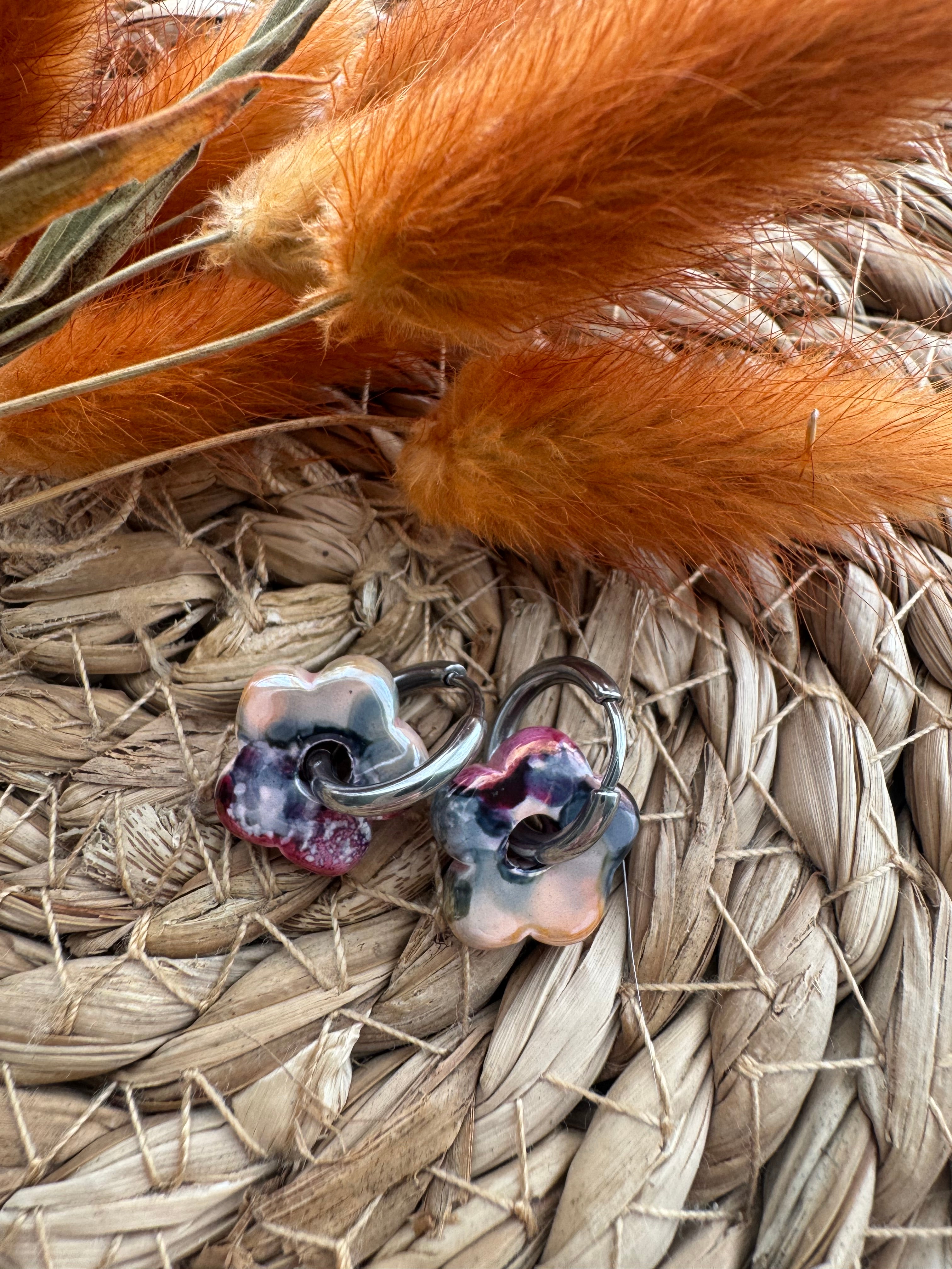 Boucles d’oreilles Flora en céramique
