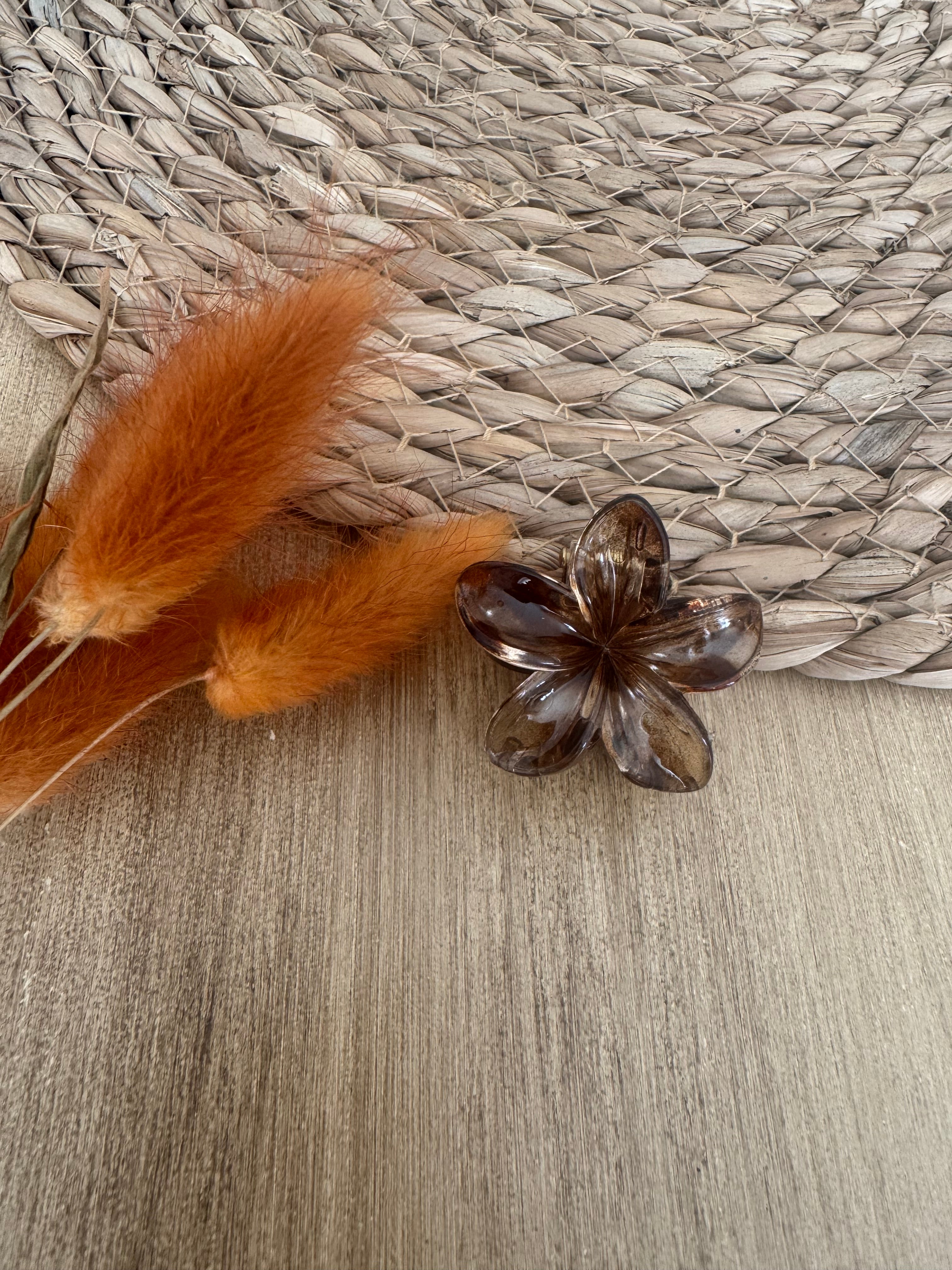 Pinces cheveux fleur de Tiaré imprimé léopard