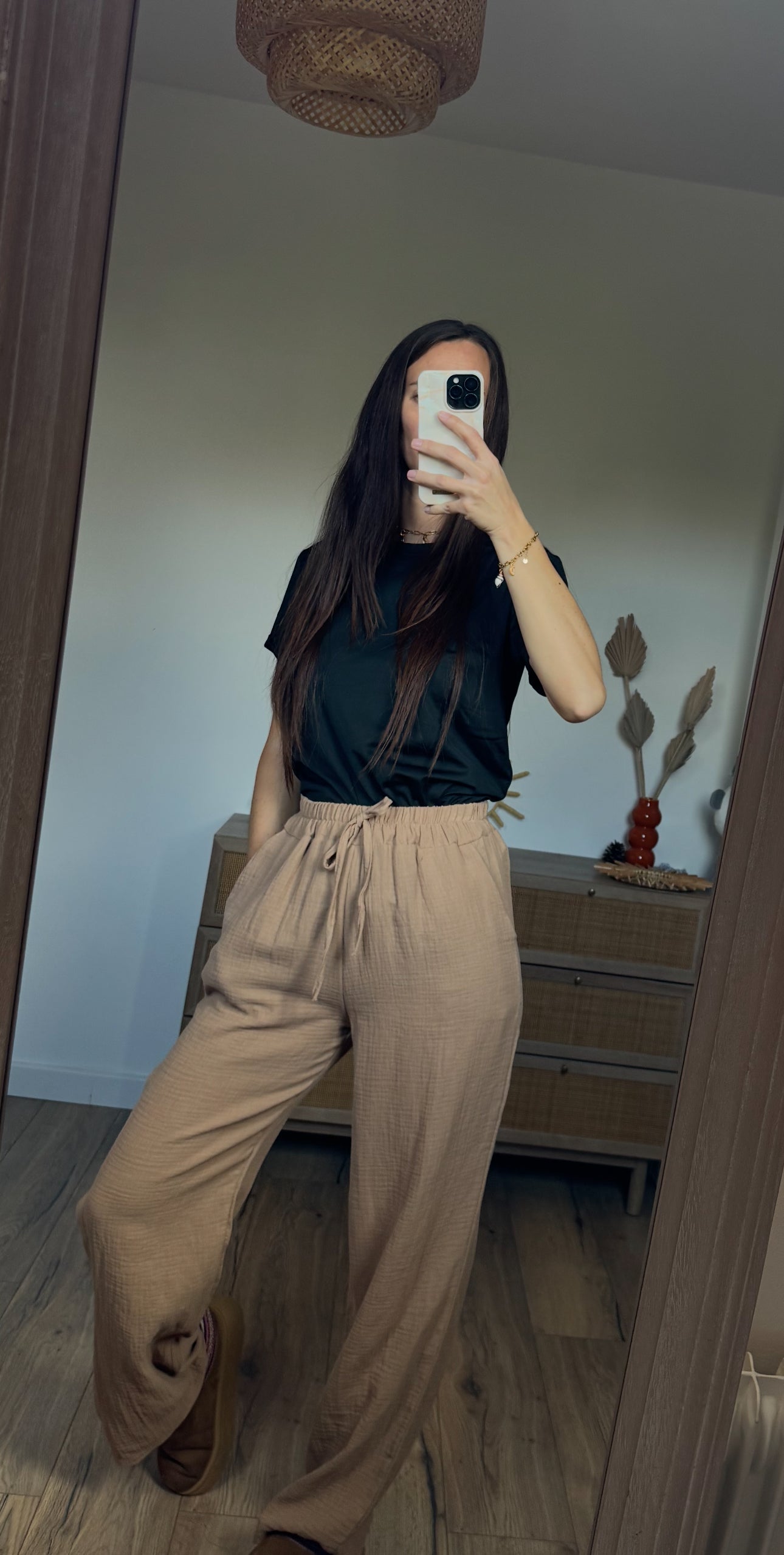 Pantalon fluide en gaze de coton