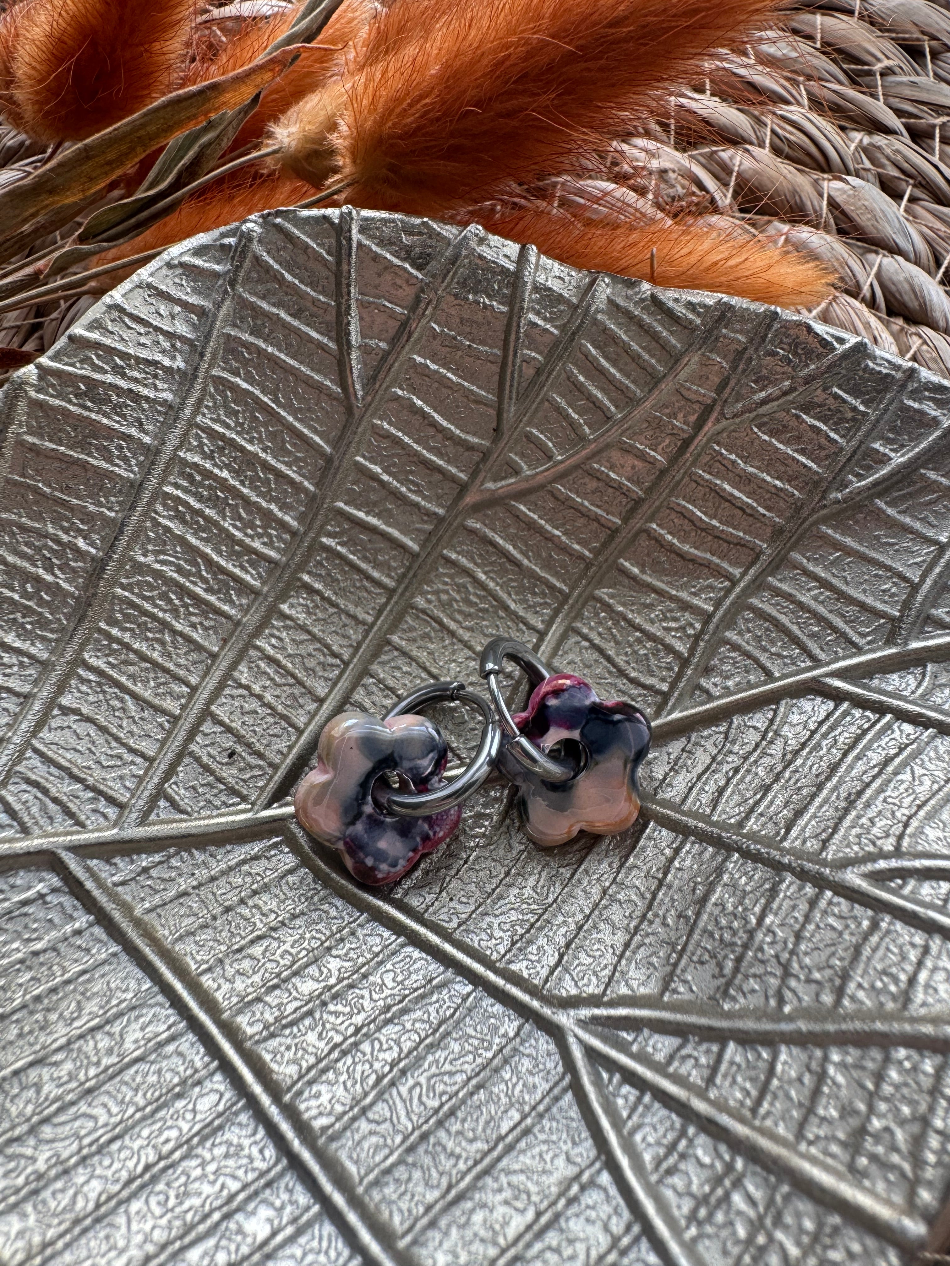 Boucles d’oreilles Flora en céramique