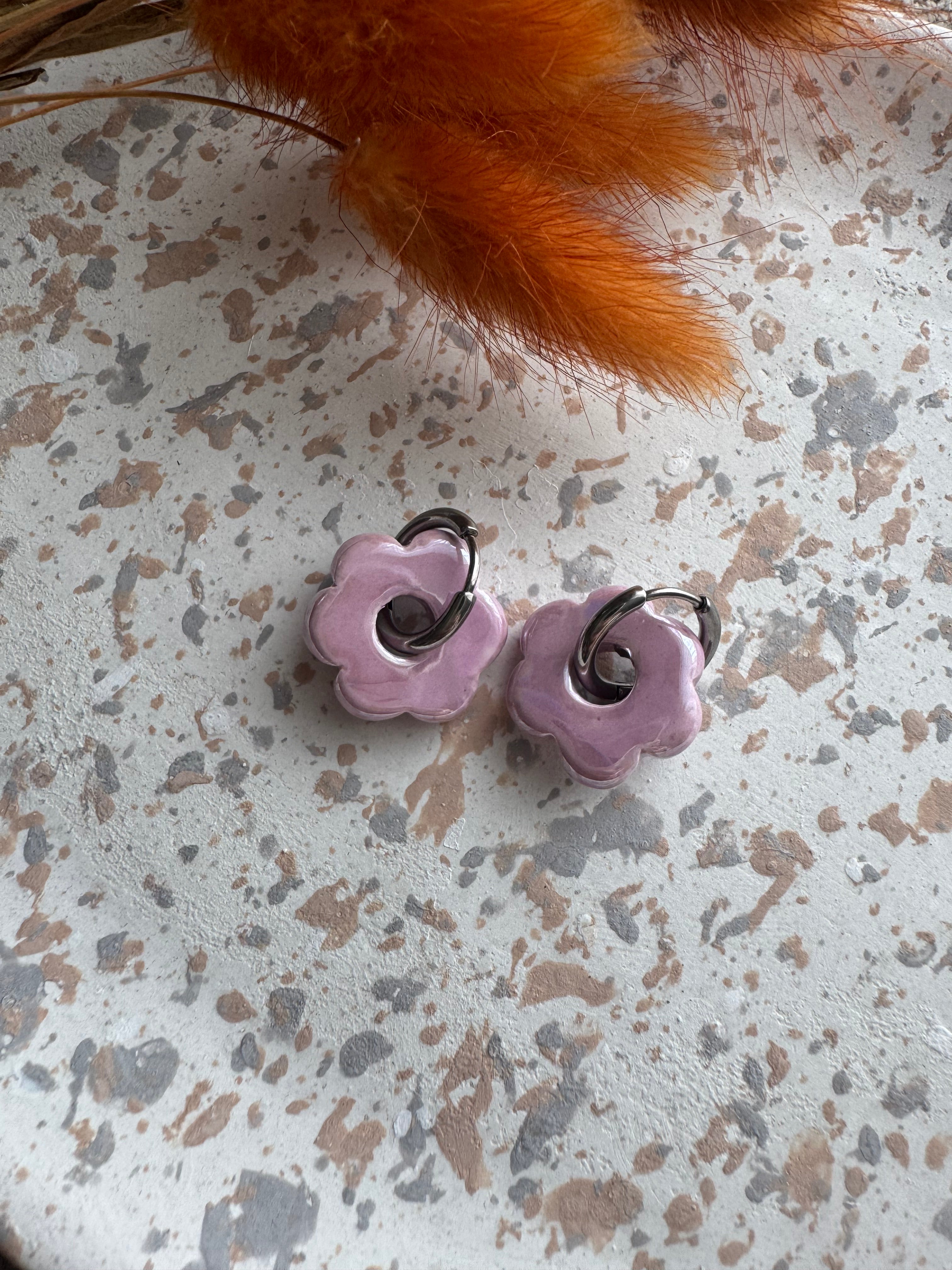 Boucles d’oreilles Flora en céramique (grand modèle)