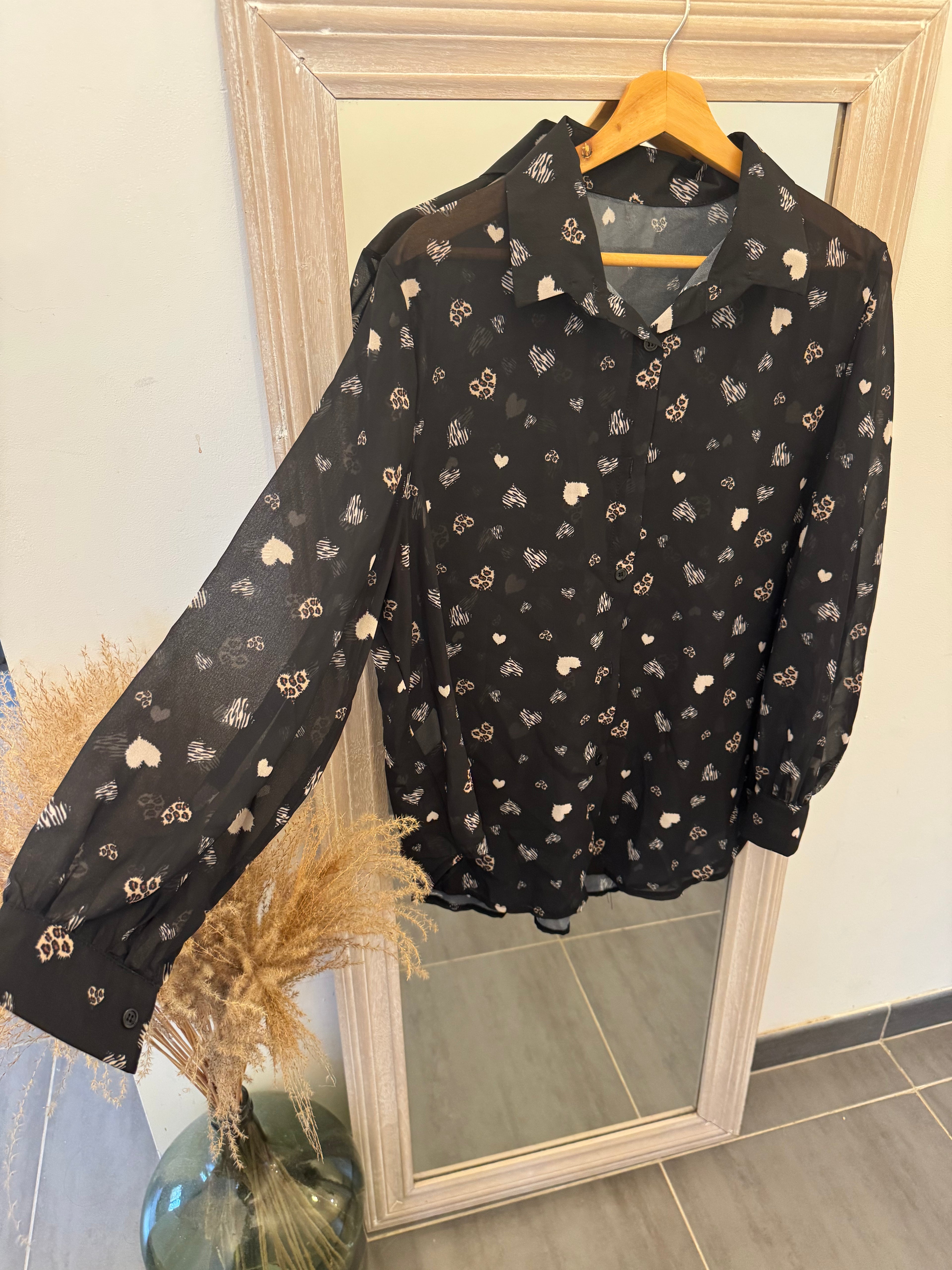 Chemisier fluide motif cœur